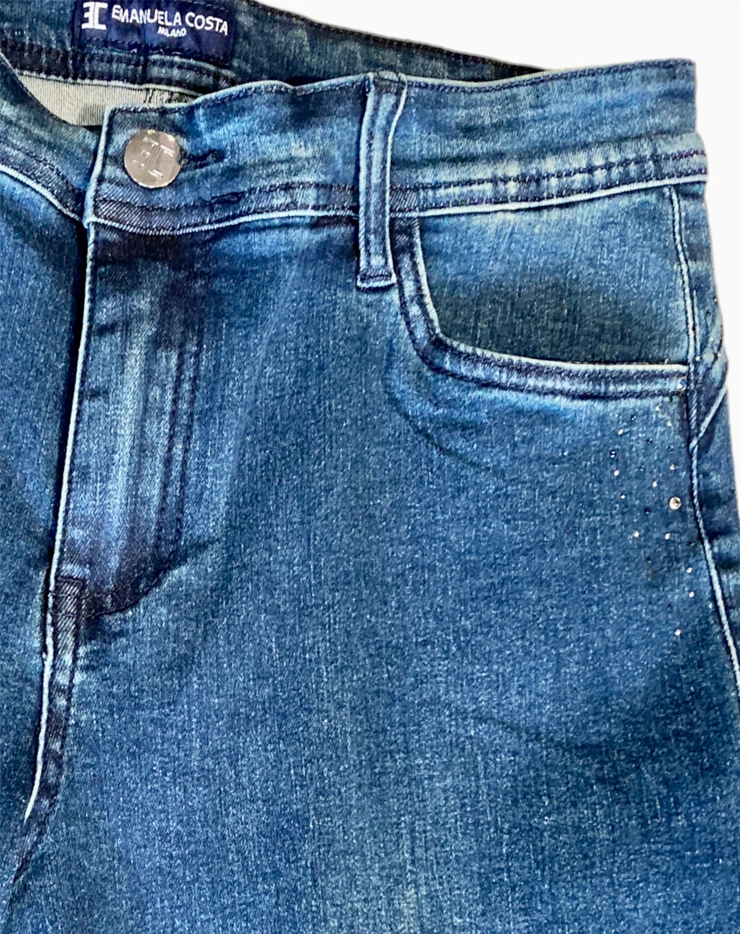 Crystal Stone Embroidered Jeans