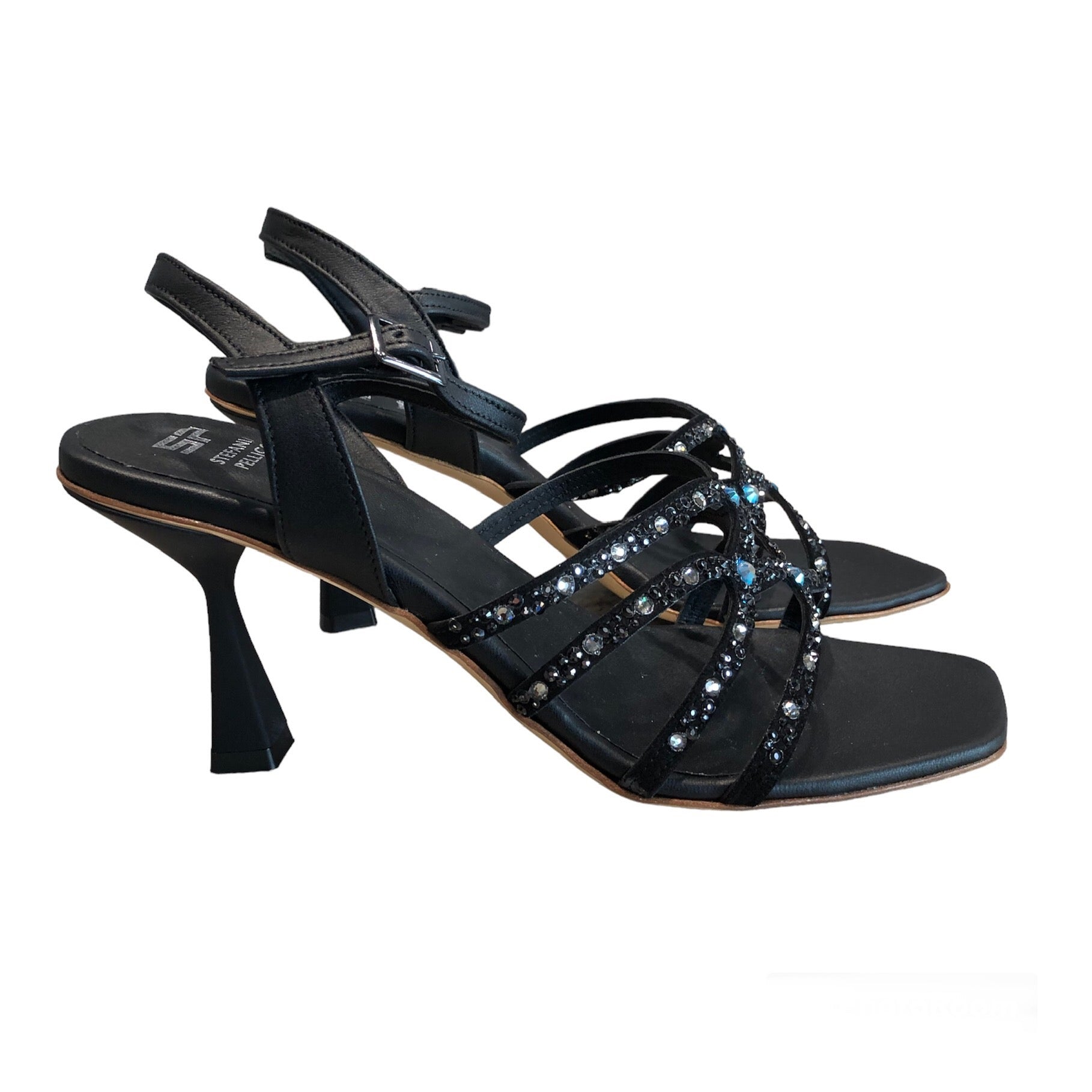 Black Sandals with Crystals