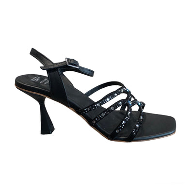 Black Sandals with Crystals