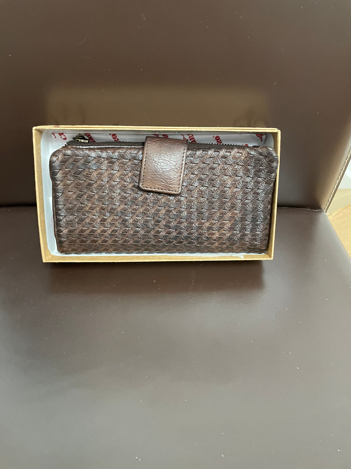 Woven Large Leather Wallet