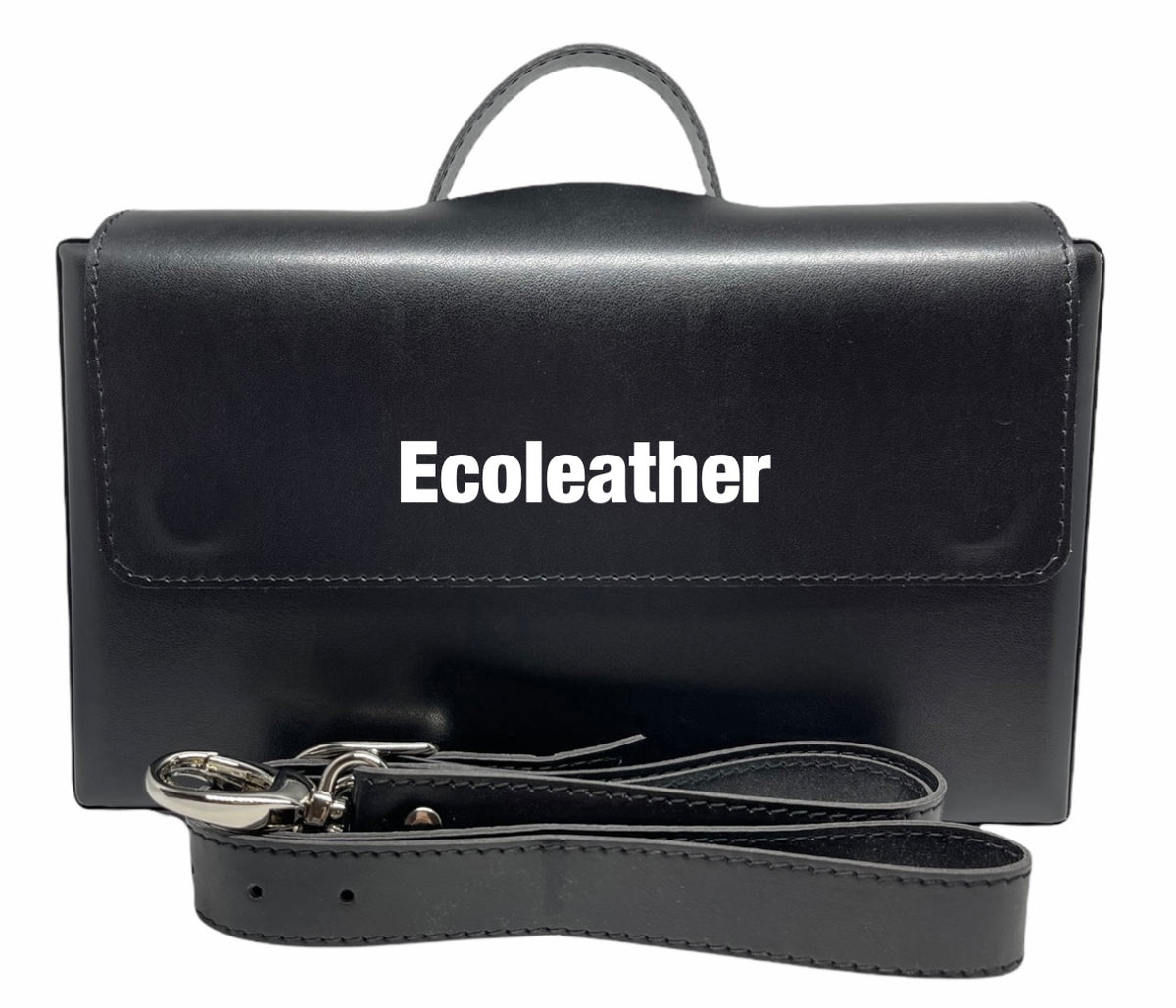 Ecocase Classic Briefcase BLACK, Ecoleather  with silver or gold locks and shoulder strap