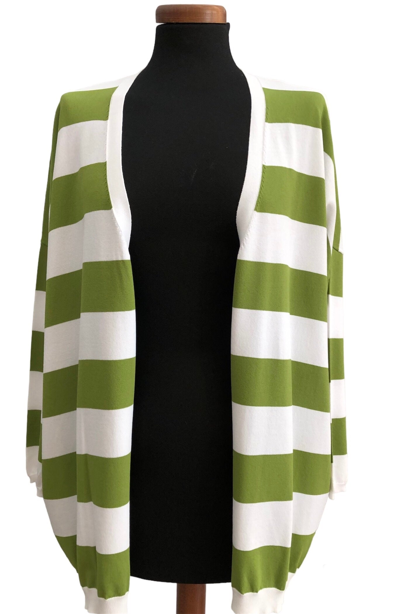 Lightweight Stripped Open-Front Cardigan