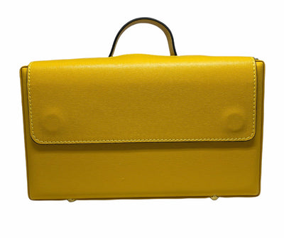 Classic Briefcase YELLOW, Genuine leather with locks and shoulder strap