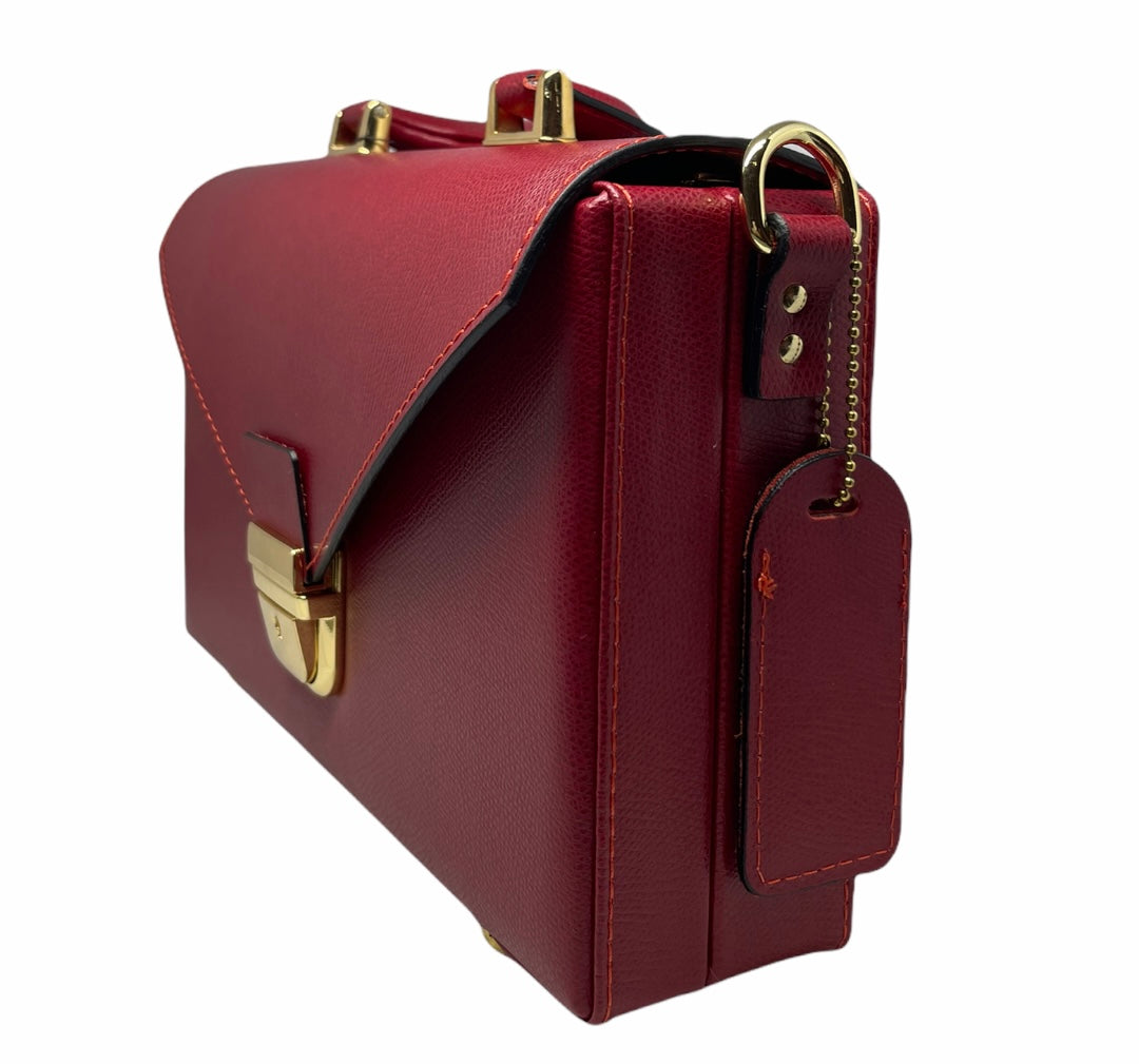 Elegant Briefcase RED, Genuine leather with locks and shoulder strap