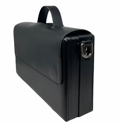 Ecocase Classic Briefcase BLACK, Ecoleather  with silver or gold locks and shoulder strap