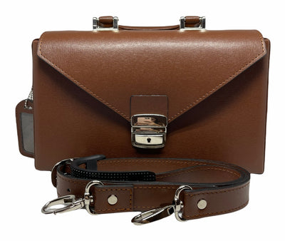 Elegant Briefcase BROWN, Genuine leather with locks and shoulder strap