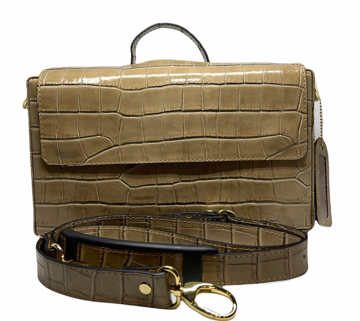 Classic Briefcase leather COCCO BEIGE with locks and shoulder strap