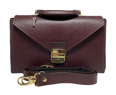 Elegant Briefcase BURGUNDY, Genuine Leather with locks and shoulder strap
