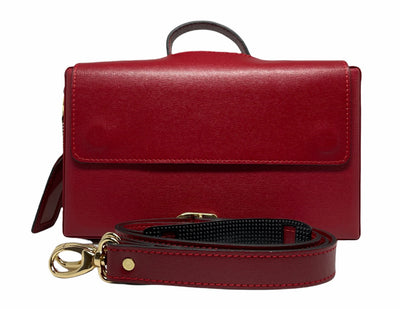 Classic Briefcase RED , Genuine Leather with locks and shoulder strap