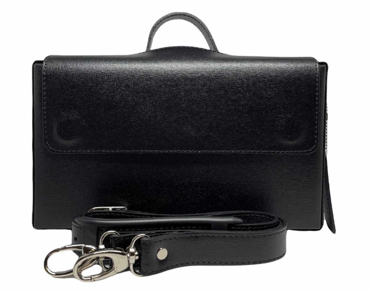 Classic Briefcase BLACK, Genuine  leather with locks and shoulder strap
