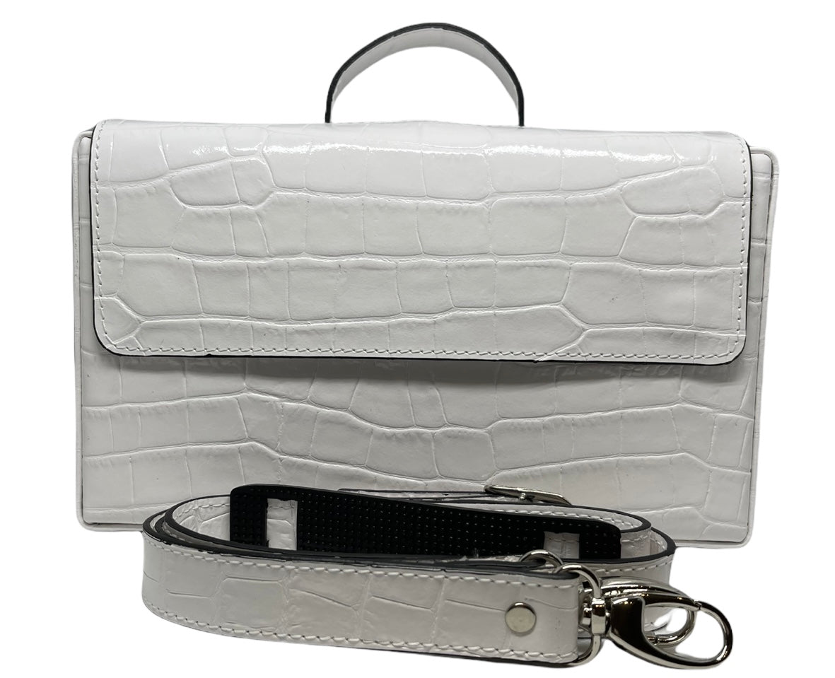 Classic Cocco White leather briefcase with shoulder straps and locks