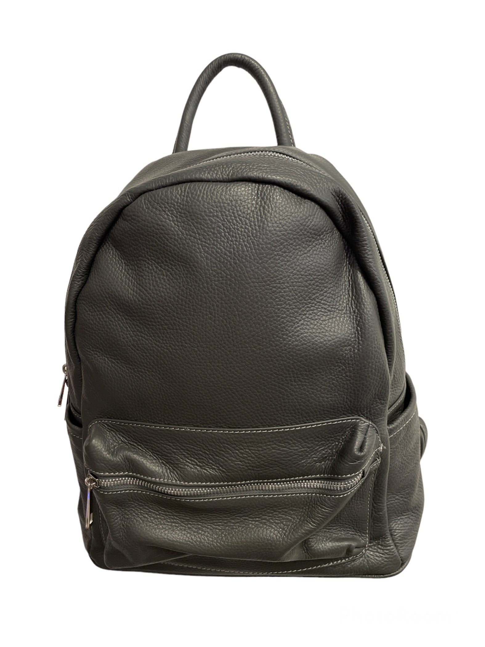 Grey Leather Backpack