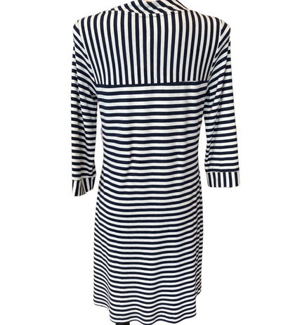 Blue Navy White Striped Casual Dress