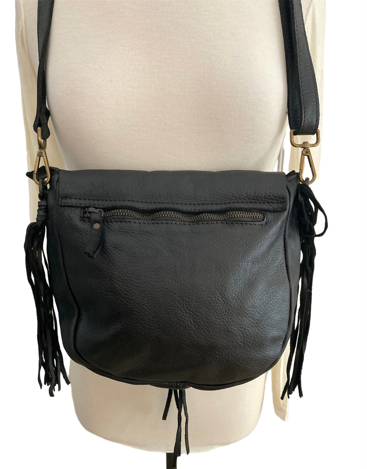 Fringe Shoulder Leather Bag