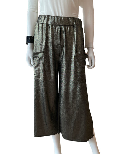 Shiny Wide Leg Capri Pants