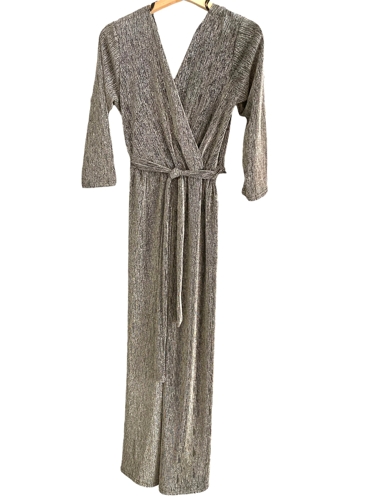 Shiny Metallic Wide-Leg Jumpsuit