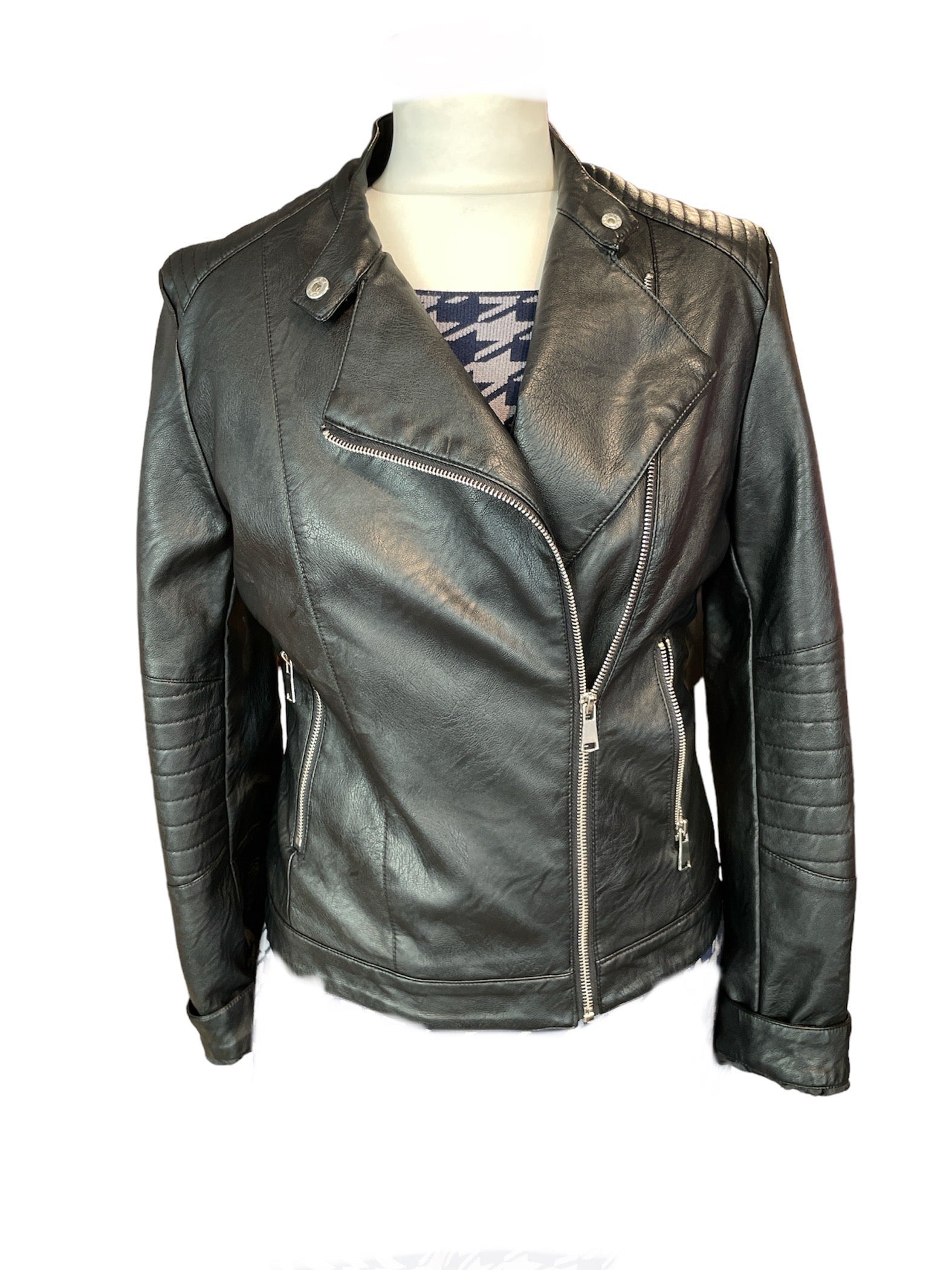Zip Up PU Leather Biker Jacket