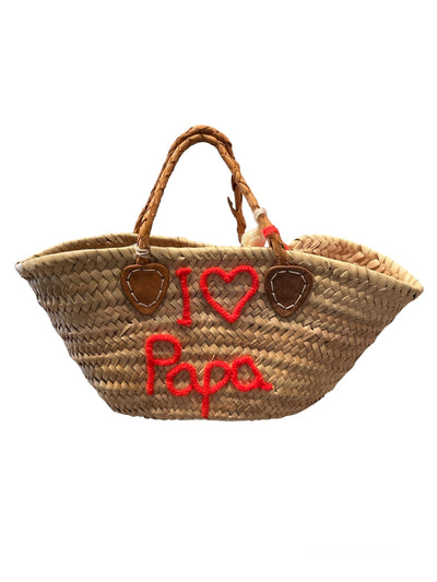 Straw Bag " I Love Papa"