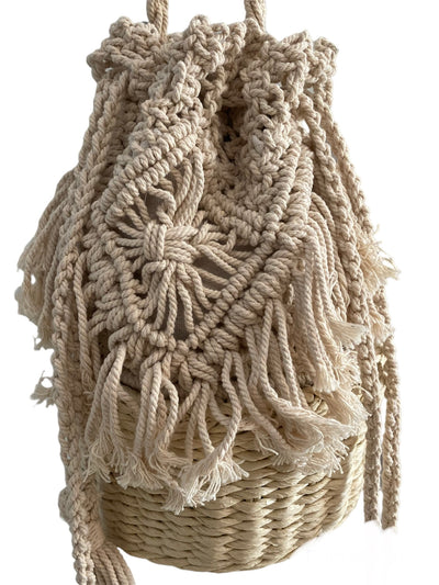 Crocheted Raffia Bucket Bag