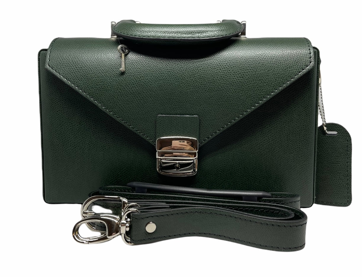 Elegant Briefcase KHAKI GREEN with locks and shoulder strap