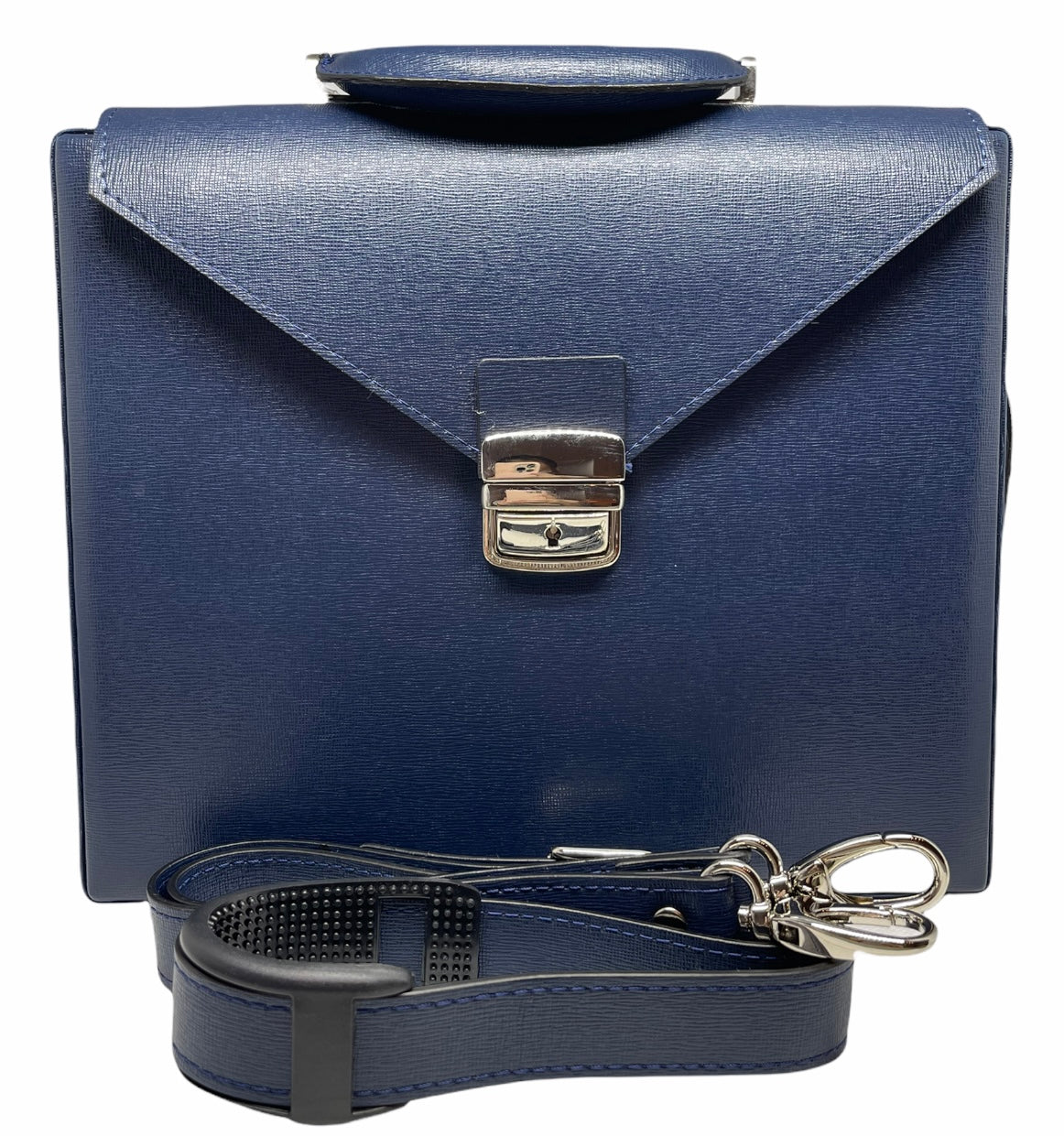 Elegant Briefcase BIG BLUE.Genuine Leather with locks and shoulder strap