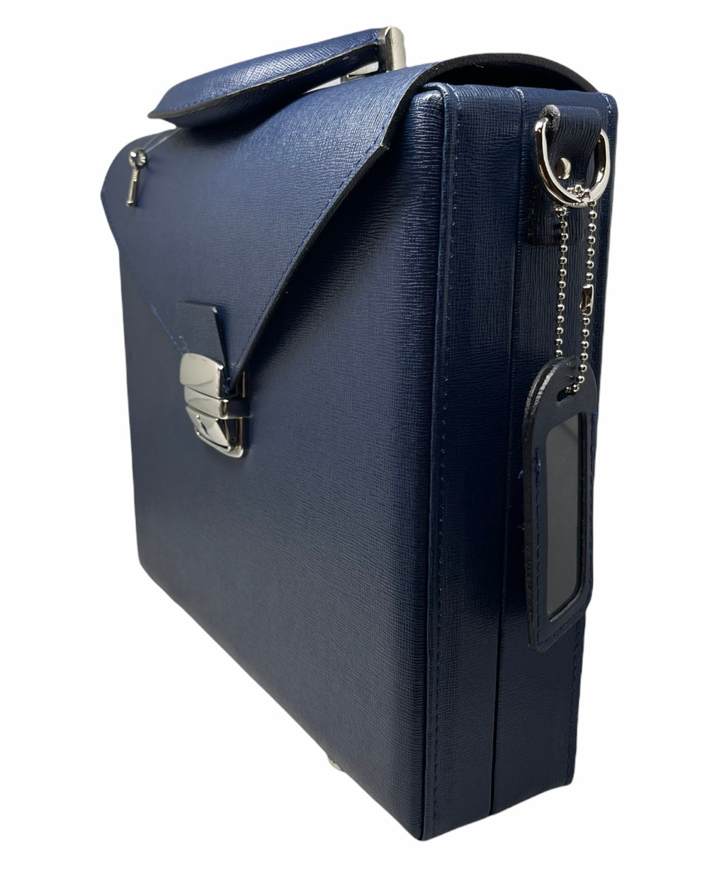 Elegant Briefcase BIG BLUE.Genuine Leather with locks and shoulder strap