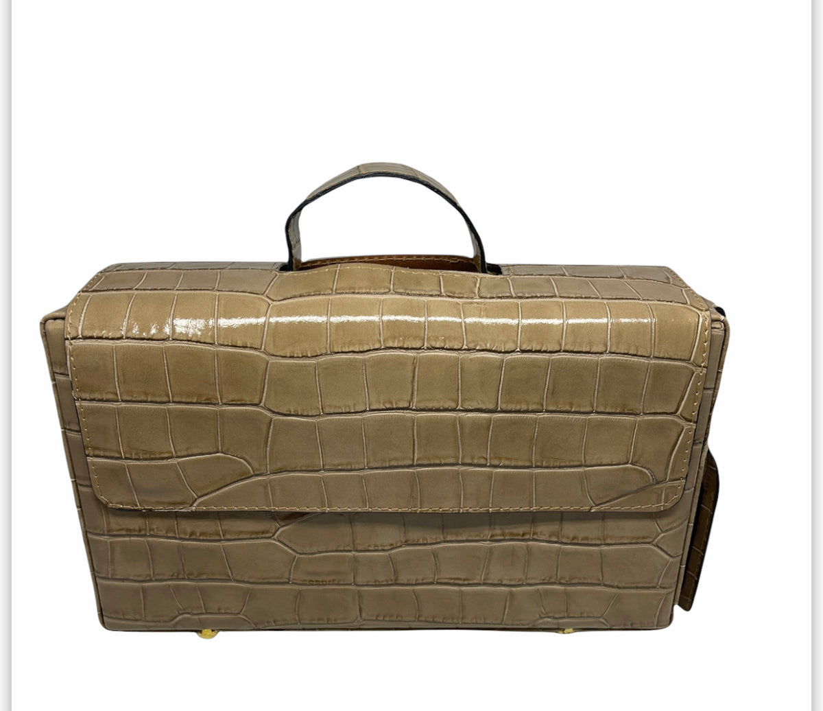 Classic Briefcase leather COCCO BEIGE with locks and shoulder strap