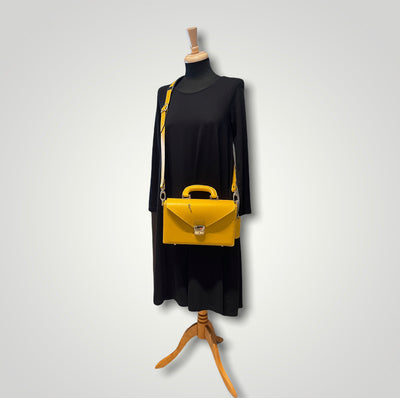 Elegant Briefcase YELLOW, Genuine  leather with locks and shoulder strap