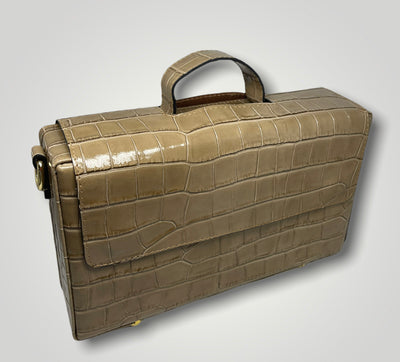 Classic Briefcase leather COCCO BEIGE with locks and shoulder strap