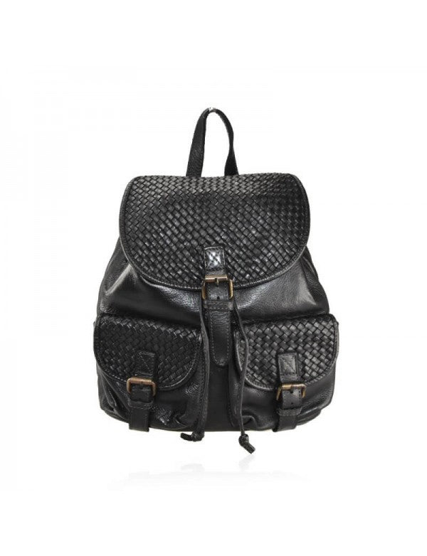 Woven Leather Backpack